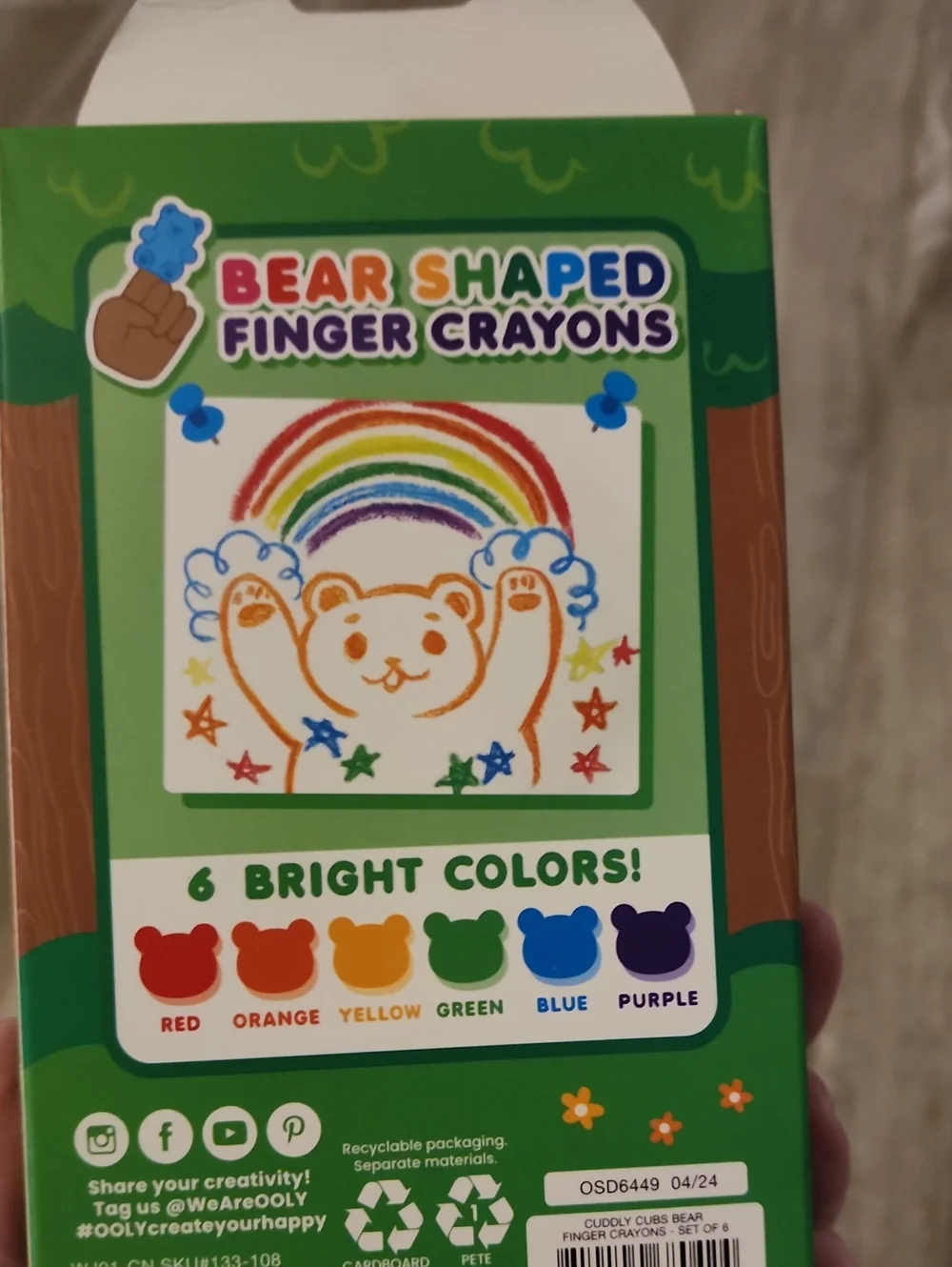 NWT Cuddly Cubs 6  Bear Finger Crayons